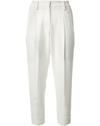 Pantaloni skinny di seta bianchi di Brunello Cucinelli