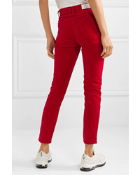 Pantaloni skinny di velluto rossi di RE/DONE
