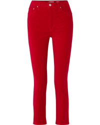 Pantaloni skinny di velluto rossi di RE/DONE