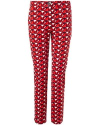 Pantaloni skinny geometrici rossi