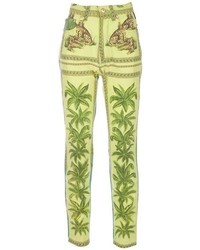 Pantaloni skinny geometrici verdi di Versace