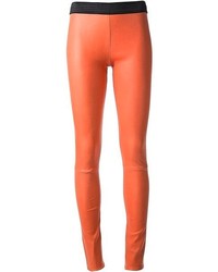 Pantaloni skinny in pelle arancioni di Drome