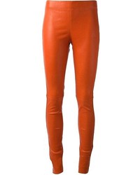 Pantaloni skinny in pelle arancioni di Joseph