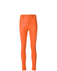 Pantaloni skinny in pelle arancioni di Manokhi