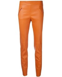 Pantaloni skinny in pelle arancioni