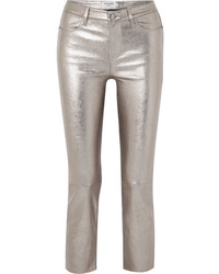 Pantaloni skinny in pelle argento di Frame