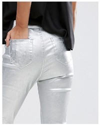 Pantaloni skinny in pelle argento di Asos