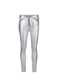Pantaloni skinny in pelle argento di RtA