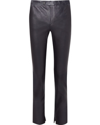 Pantaloni skinny in pelle blu scuro di Helmut Lang