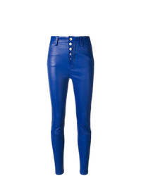 Pantaloni skinny in pelle blu di Unravel Project