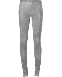 Pantaloni skinny in pelle grigi di Ilaria Nistri