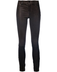 Pantaloni skinny in pelle grigio scuro di J Brand