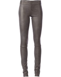 Pantaloni skinny in pelle grigio scuro