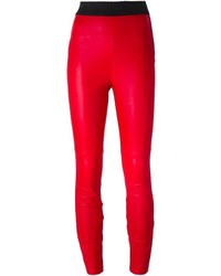 Pantaloni skinny in pelle rossi di Dolce & Gabbana