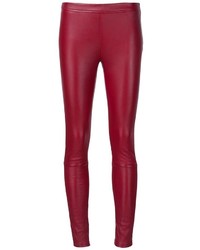 Pantaloni skinny in pelle rossi di Roberto Cavalli