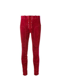 Pantaloni skinny in pelle rossi di Unravel Project
