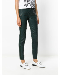 Pantaloni skinny in pelle verde scuro di P.A.R.O.S.H.