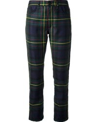 Pantaloni skinny scozzesi blu scuro e verdi di Dondup