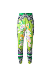 Pantaloni skinny stampati verdi di Versace Vintage