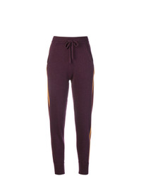 Pantaloni sportivi a righe verticali melanzana scuro di N.Peal
