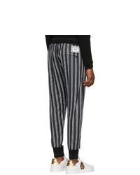 Pantaloni sportivi a righe verticali neri e bianchi di Dolce and Gabbana