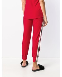 Pantaloni sportivi a righe verticali rossi di Norma Kamali