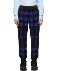 Pantaloni sportivi di lana a quadri blu scuro di Burberry