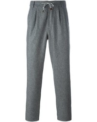 Pantaloni sportivi di lana grigio scuro di Brunello Cucinelli