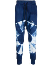 Pantaloni sportivi effetto tie-dye blu scuro e bianchi