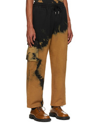 Pantaloni sportivi effetto tie-dye marrone chiaro di Feng Chen Wang