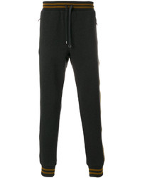 Pantaloni sportivi in pelle grigio scuro di Dolce & Gabbana