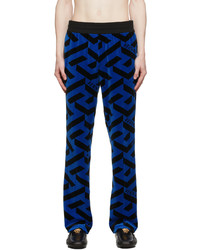 Pantaloni sportivi stampati blu scuro di Versace