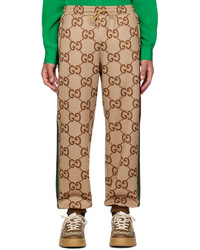 Pantaloni sportivi stampati marrone chiaro di Gucci