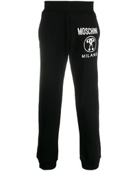 Pantaloni sportivi stampati neri e bianchi di Moschino