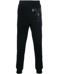 Pantaloni sportivi stampati neri di Moschino