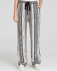 Pantaloni stile pigiama a righe verticali bianchi e neri