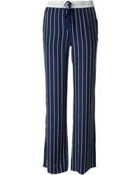 Pantaloni stile pigiama a righe verticali blu scuro e bianchi