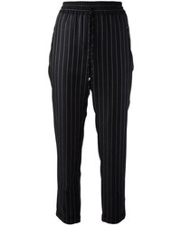 Pantaloni stile pigiama a righe verticali neri