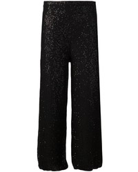 Pantaloni stile pigiama con paillettes neri di Oscar de la Renta