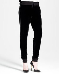 Pantaloni stile pigiama di velluto neri