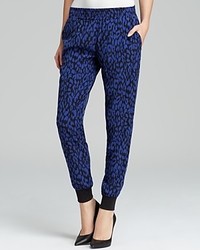 Pantaloni stile pigiama leopardati blu scuro