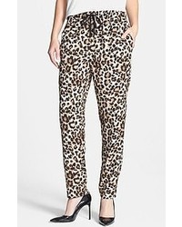 Pantaloni stile pigiama leopardati marroni