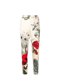 Pantaloni stretti in fondo a fiori bianchi