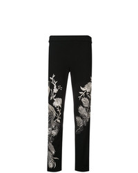 Pantaloni stretti in fondo a fiori neri di Josie Natori