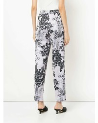 Pantaloni stretti in fondo a fiori viola chiaro di Layeur