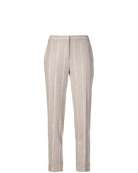 Pantaloni stretti in fondo a righe verticali beige di Lorena Antoniazzi