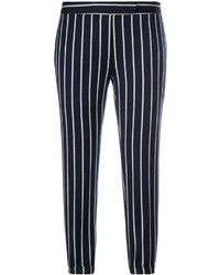 Pantaloni stretti in fondo a righe verticali blu scuro di Thom Browne