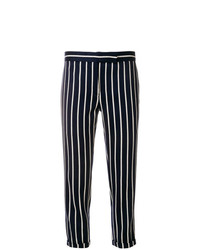 Pantaloni stretti in fondo a righe verticali blu scuro di Thom Browne