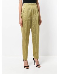 Pantaloni stretti in fondo a righe verticali gialli di Etro