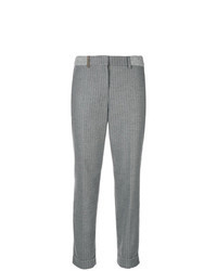 Pantaloni stretti in fondo a righe verticali grigi